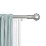 Maytex Smart Measuring Easy Install Drapery Window Rod, Ball Finial, 18 to 48 in, Brushed Nickel