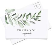 Bliss Collections Greenery Thank You Cards, 4.25x6 Postcard Style Notes, Floral Design Perfect for: Wedding, Bridal Shower, Baby Shower, Birthday, Funeral or a Great Way Just to Say Thanks, 50 Pack