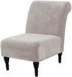 H.VERSAILTEX Velvet Accent Chair Covers High Stretch Armless Chair Covers for Living Room Luxury Thick Velvet Chair Slipcovers Furniture Protector with Elastic Bottom, Machine Washable, Oatmeal