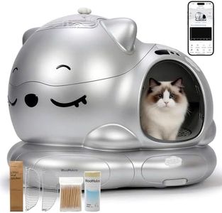 Automatic Cat Litter Box, Semi-Open Large Capacity with Triple Odor Removal System, App Control and Health Monitor, Safety Sensor, Cute Self Cleaning Litter Box for Multiple Cats