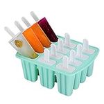 Ice Popsicle Moulds, TAIYUNWEI Ice Cream Molds with 12 Cavities, FDA Certified Food Grade Silicone Ice Lolly Moulds with Sticks, Reusable-Easy to Release-Popsicle Moulds