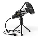 TONOR USB Microphone, Cardioid Condenser Computer PC Mic with Tripod Stand, Pop Filter, Shock Mount for Gaming, Streaming, Podcasting, YouTube, Twitch, Discord, Compatible with Laptop Desktop, TC30