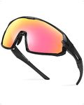 TJUTR Sports Wrap Around Sunglasses for Men Women Cycling Sunglasses UV400 Protective Integrated Lenses, Non-Polarized.