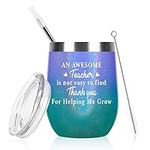 Teacher Gifts - Teacher Wine Tumbler, An Awesome Teacher Stainless Steel Wine Tumbler (Gradual Blue-purple)