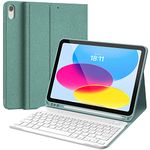 CHESONA Keyboard Case for iPad 10th Generation 10.9inch - 2022, Detachable Bluetooth Keyboard, Stand Folio Keyboard Cover with Pencil Holder, Rechargeable Keyboard for New iPad 10th Gen 2022,Green