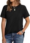 Womens Shirts Summer Tops 2025 Black T Shirt Flowy Tops Dressy Casual T Shirts S