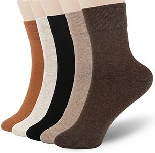 FGZ Womens Thin Cotton Socks, Soft Cotton Socks Women Above Ankle Crew Socks 5 Pairs (5-9,Brown and Orange)