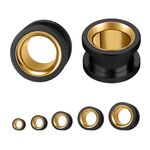 ZS 1 Pair Stainless Steel Ear Plug Tunnel, Tunnel Gauge for Ear 6/8/10/12/14MM, Mix Colors Ears Expander Body Piercing Jewellry for Women Men (Black, 2G)