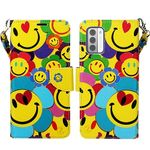 Zase Design for Nokia G310 5G (2023) Wallet Phone Case Protective Cover Cute Design Premium PU Leather Flip Folio Magnetic Closure w/Kickstand ID Card Slot Wrist Strap (Smiley Face)