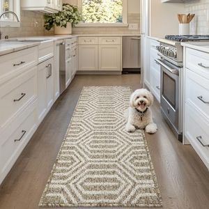 REFETONE Runner Rug, 2'6''x5' Long Door Mats Indoor Runners for Hallways, Non Slip Rubber Backing Entry Rug, Washable Entrance Floor Mat Runner for Home, Kitchen, Laundry, Living Room, Garage, Camel