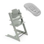 Stokke Tripp Trapp High Chair, Glacier Green (Includes Chair & Baby Set2) with Newborn Set - Safe, Adjustable, Ergonomic Design