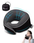 ANYCHO Neck Pillow for Travel, Memory Foam Travel Pillow for Neck Adjustable - Travel Neck Pillow for Flights & Office with Portable Package, Removable and Washable Cover (Black)