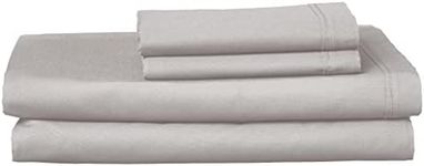 Lacoste 100% Cotton Percale Sheet Set, Solid, Sleet, Queen