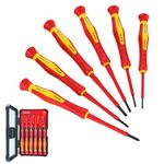 EZARC 1000V Insulated Electrician Screwdriver Set, Magnetic Tip Mini Electrician Screwdriver Set Slotted and Phillips with Case VDE & GS Certified, 6-Pieces