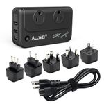 ALLWEI Travel Voltage Converter 220V to 110V Step Down Power International Travel Adapter for Hair Straightener/Curling Iron, Universal Power Plug Adapter UK, US, AU, EU, IT, India (Black)