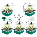 BTONGE Upgrade 5 Set Seed Trays with Grow Light for Plants, Propagator Trays with Heightened Lids, LED Full Spectrum Sunlike White Plant Lights, Germination Seedling Starter Kit-USB Powered