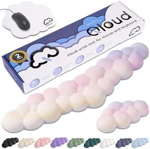 Create-ables Qloud Cloud Wrist Rest Keyboard Wrist Rest for Computer Keyboard Pad, Cloud Keyboard Wrist Rest, Wrist Pad for Keyboard, Memory Foam, Non Slip Base, Comes with Mouse Pad - Rainbow