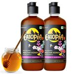 Eatopia Farmer's Harvest Honey Squeeze Bottle | Pure Honey with No Added Sugar | 100% Natural Honey | Organic Honey | Pack of 2 with 500g Serving each | Unprocessed & Unpasteurized | Nectar Honey