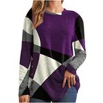 Women's Jumpers UK Ladies Casual Sweater Geometric Print Long Sleeve Tops Lightwight Ribbed Knit Tunic Pullover Shirts Baggy Sweatshirts Hoodies Elegant Plus Size Top 8-22 Sale