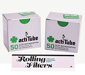 Actitube by Rolling Filters Activated Charcoal Slim Smoking Filter Tips - Pack of 2 (2 x 50 units)