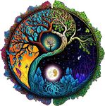 KAAYEE Wooden Jigsaw Puzzles-Wooden Puzzle Adult Unique Shape Advanced Yinyang Tree Wooden Jigsaw Puzzle for Adult, Family Puzzles 11.8 * 11.8in 200pcs