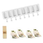 Popsicles Molds One Pack, 8 Cavities Cake Pop Mold, Silicone Popsicle Molds with 50 Wooden Sticks for DIY Summer Ice Cream