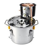 Stainless Steel Distiller with Copper Tube & Build-in Thermometer, Home Brewing Kit,20 l/5 gal