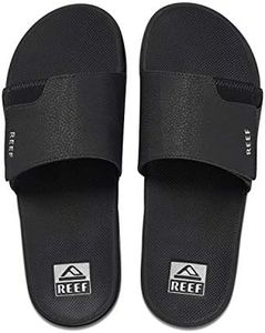 Reef Men's Fanning Slide Sandal, Black Silver, 12 US