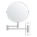 BELLE VOUS Chrome Wall Mounted Extendable 360° Swivel Mirror - 5X Magnification - 22 x 20.7cm/8.66 x 8.14 inches - Double-Sided Rotating Stainless Steel Bathroom Vanity Mirror for Makeup and Shaving