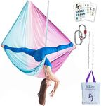 F.Life Aerial Yoga Hammock Silk Swing kit for Antigravity Yoga Inversion Include Daisy Chain,Carabiner and Pose Guide (Fairy Floss Omber)