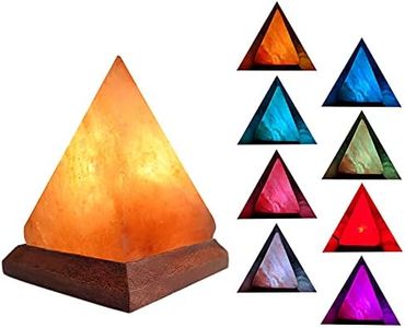 V.C.Formark USB Himalayan Salt Lamp with 8 Colors Changing,Pyramid Crystal Salt Rock Lamp for Office,Home Deco,Yoga,Holiday Gift - Hand Carved,Genuine Wood Base