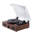 Amazon Basics Turntable Record Player with Built-in Speakers and Bluetooth, Desktop, Black