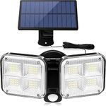 Aventen Solar Lights With Motion Sensor 120 LED Spotlight for Outdoor Use - 270° Super Bright IP65 Waterproof 3 Modes Wall Light With 16.5 ft Cable (4)