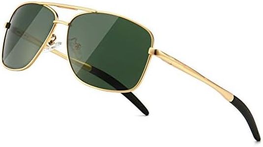SUNGAIT Men's Polarized Sunglasses Durable Metal Frame for Fishing Driving Golf (Gold Frame/Green Lens) SGT925JKLV-IN