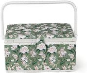 Sewing Basket with Sewing Kit Accessories, Sewing Basket Organizer for Adults, Beginners, Large, Green White Flower