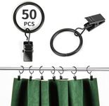 MAQIHAN 50PCS Curtain Rings with Clips - Curtain Clips Black Drapery Rings with Clips 1.26 inch Interior Diameter Curtain Rod Clip Metal Clip Rings for Decoration Craft Dispaly