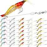 35 Pcs Saltwater Fishing Lures Shrimp Baits Set Luminous Shrimp Bait with Beads and Hooks Shrimp Fishing Lure with Hooks for Freshwater Saltwater Trout Bass Salmon