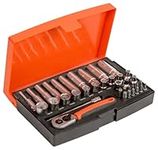 Bahco SL25L Socket & Mechanical Set, Metric ,Black/Red,1/4" Dynamic Drive, 37 Pieces