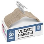 Velvet Shirt Hangers (50 Pack) Non Slip Clothes Hangers, Ultra Slim Hangers Gain 50% Closet Space, 360° Swivel Hook, Clothes Hangers for Tops, Dress Shirts, Blouses, Strappy Dresses, Delicates