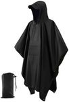 Lorrtta Adult Festival Poncho, Waterproof Reusable Rain Coat, Black, One Size, Men's