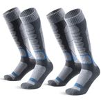 WEIERYA Merino Wool Ski Socks for Men, Skiing, Snowboarding, Hiking, Trekking, Thermal Winter Wool Socks, Pack of 2, Grey (6-8)