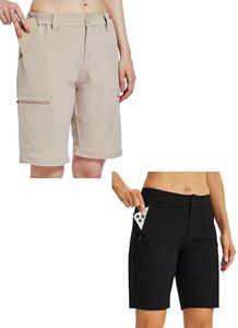 Willit Women's Golf Hiking Shorts Quick Dry Athletic Casual Summer Shorts Black&Khaki 12 L