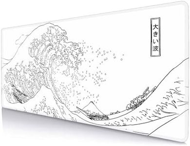 LTHAOGUO Great Wave XL Gaming Mouse Pad, White Minimalist Japanese Desk Mat, Cute Gamer Aesthetic Mousepad, Extended Mousepad, Non-Slip Rubber Base Lilac Desk Pad for Office-31.5 X 11.8 Inch