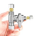 Fridge Water Line Kit Connector - Refrigerator Ice Maker Water Line Splitter, Also Available for Ice Maker Outlet Box, Drinking Water Faucet, Water Filtration System(1/4"-3/8"-3/8")