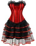 Kelvry Women's Sexy Gothic Lace up Boned Vintage Corset and Bustiers Dress with Skirt Plus Size