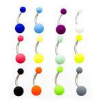 BodyJewelryOnline Navel rings, 14G Belly Button Navel Rings Stainless steel Easy to clean, Matte colorful coated balls Pack of 12, Surgical Steel