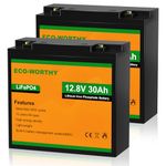 ECO-WORTHY (2 Pack) 12V 30Ah LiFePO4 Lithium Battery, Deep Cycle Rechargeable Battery with BMS for Mobilty Scooter, Power Wheelchair, Trolling Motor, Golf Cart