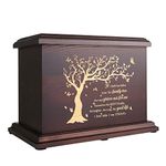 Cremation Memorial Urns for Human Ashes Adult Male Female, Wooden Urns Box and Casket for Ashes Men Women Child, Large Burial Funeral Urns for Ashes, Holds Up to 270 LBS