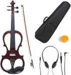 Cecilio L3/4CEVN-L1NA Left-Handed Solid Wood Mahogany Metallic Electric Violin with Ebony Fittings in Style 1