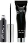 LAKMÉ Absolute Shine Liquid Eye Liner, Black, Long Lasting Shimmery Liner, 4.5ml & Absolute Blur Perfect Matte Face Primer, Peach, 10g